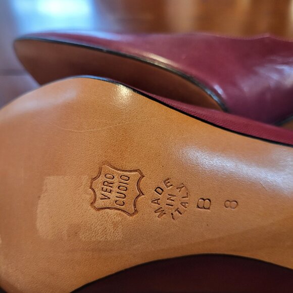 Vintage Burgandy Italian Leather Pumps Size 8 - Picture 6 of 11